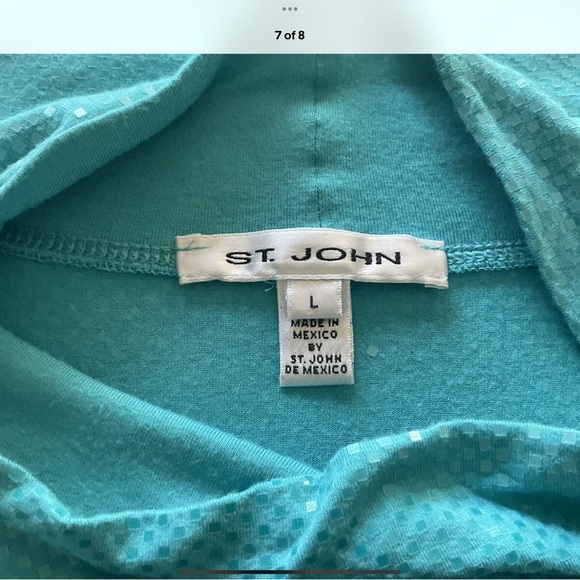 St John Sz L Aqua 💦 Turquoise Shimmering paillette dress Tank Top For jacket - Picture 5 of 5